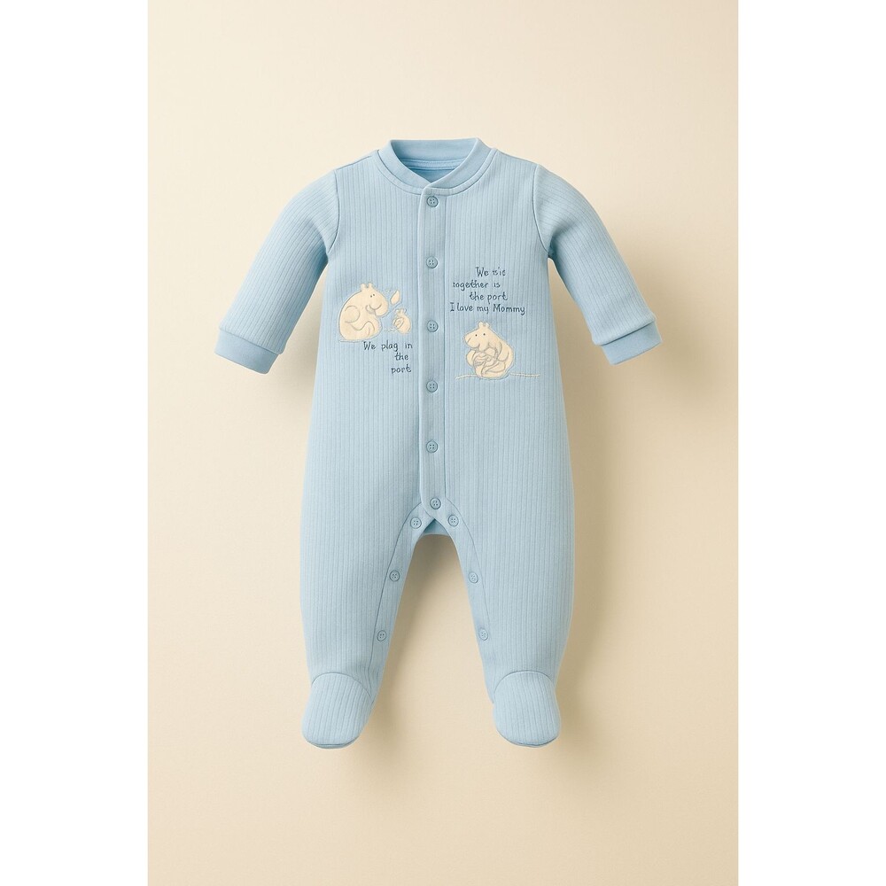 Snugabye Baby Sleep & Play 6M Blue Hippo I Love My Mommy Cotton Vintage